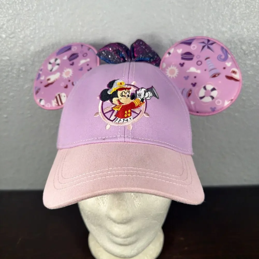 Disney Minnie Mouse Hat Cap Strapback OS Multicolor Adjustable 3D Ears Bow